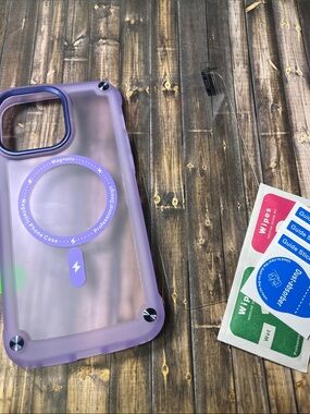 Purple Lilac iPhone 15 Pro Max MagSafe Clear Shockproof Cute Phone